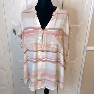 Torrid size 3 100% polyester blouse. Cream, tan and coral. 3X 22-24